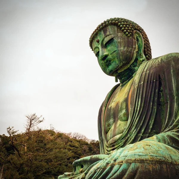 Een Bewolkte Dag Kamakura Daibutsu Grote Boeddha Van Kamakura — Stockfoto