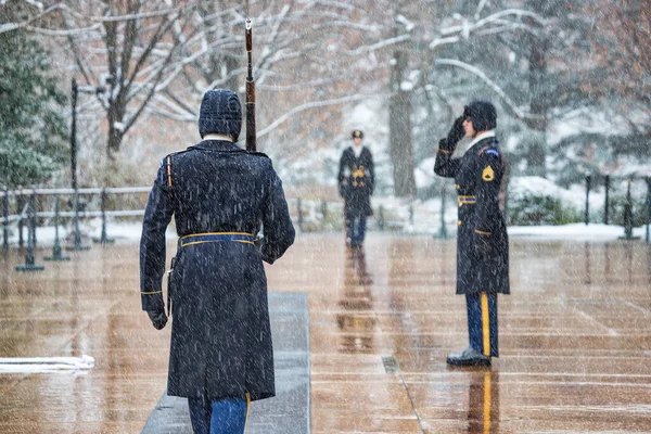 Changing Guard Snowstorm Arlington National Cemetery — Stock Photo, Image