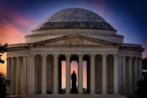 Silhouette Thomas Jefferson Jefferson Memorial National Mall Washington — Foto Stock