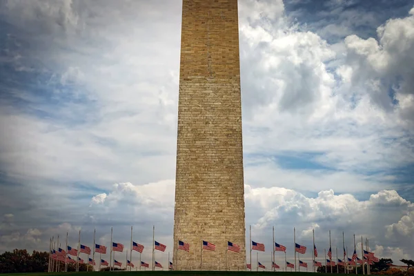 Banderas Media Asta Washington Monumento Washington — Foto de Stock