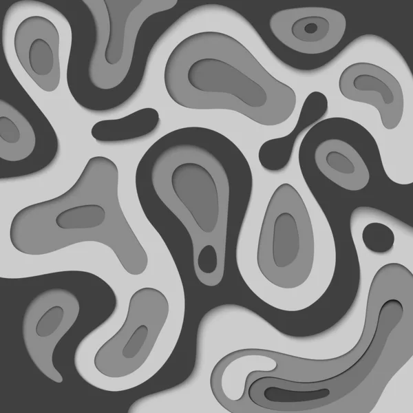 Art Papier Abstrait Fond Blanc Noir Onde Liquide Fluide Style — Image vectorielle