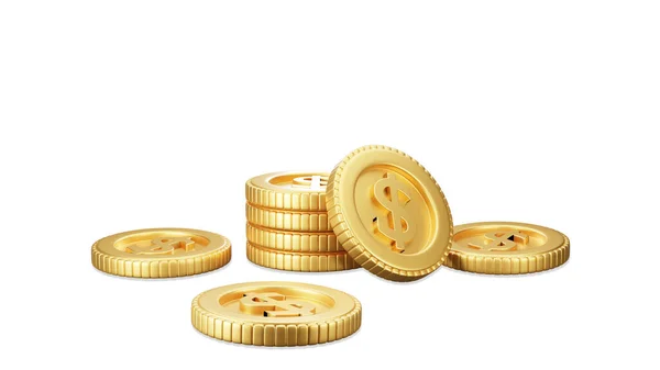 現実的なゴールド米ドルコインスタック 3Dイラストレンダリング ビジネスと金融の概念 — ストック写真