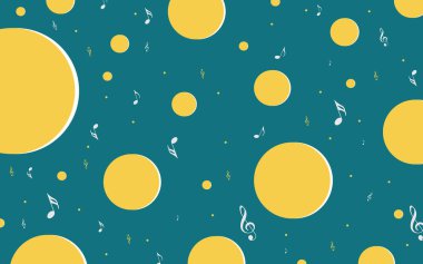 Kartpostal ve afiş için müzik arkaplan tasarımı, Kusursuz Müzik Deseni, Vektör ve illüstrasyon, Şablon Tasarımı