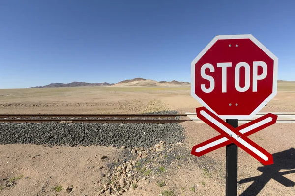 Ein Stoppschild Der Namibischen Wüste — Stockfoto