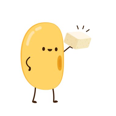 Soya fasulyesi vektörü. Soya fasulyesi karakter tasarımı. Soya fasulyesi ve tofu vektörü.