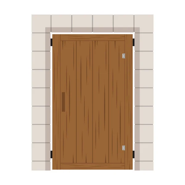 Puerta Madera Arco Camino Vector Puerta Ladrillo Arco Papel Pintado — Archivo Imágenes Vectoriales