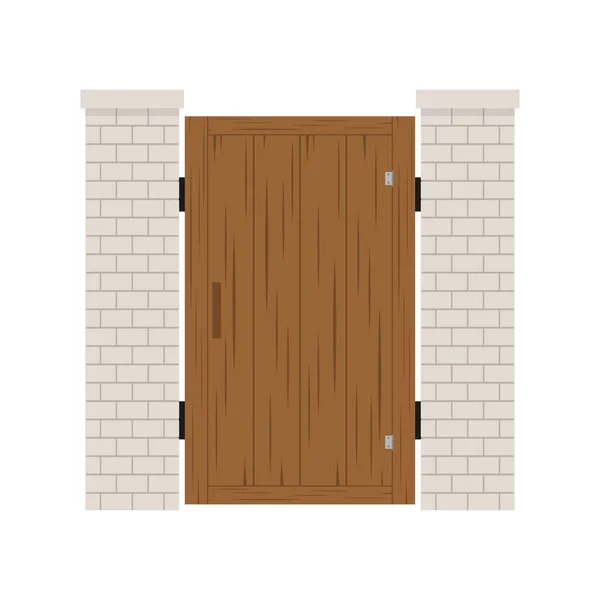 Wooden Door Arch Way Vector Arch Brick Door Wallpaper Free — Stock Vector