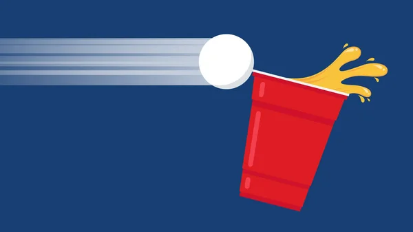 Röd Ölkopp Vektor Pong Affisch Design Pingisbollsvektor — Stock vektor
