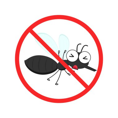 Sivrisinek çizgi filmi. Sivrisinek karakter tasarımı. blok işareti vektörü.