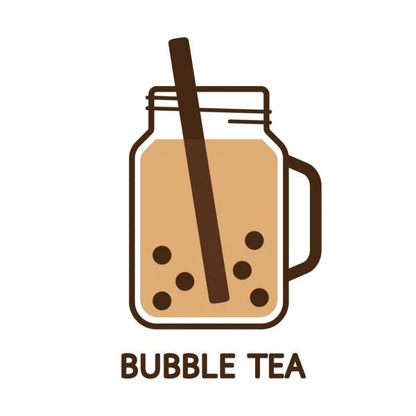 Bubble Tea Logo Design Bubble Tea Doodle Cartoon Vektor — Stockvektor
