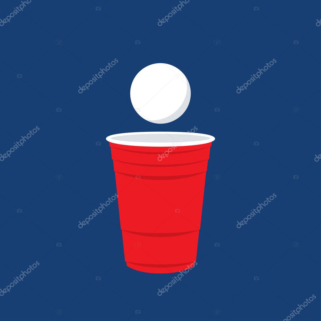 Red beer cup. Cup vector. symbol. free space for text. wallpaper.