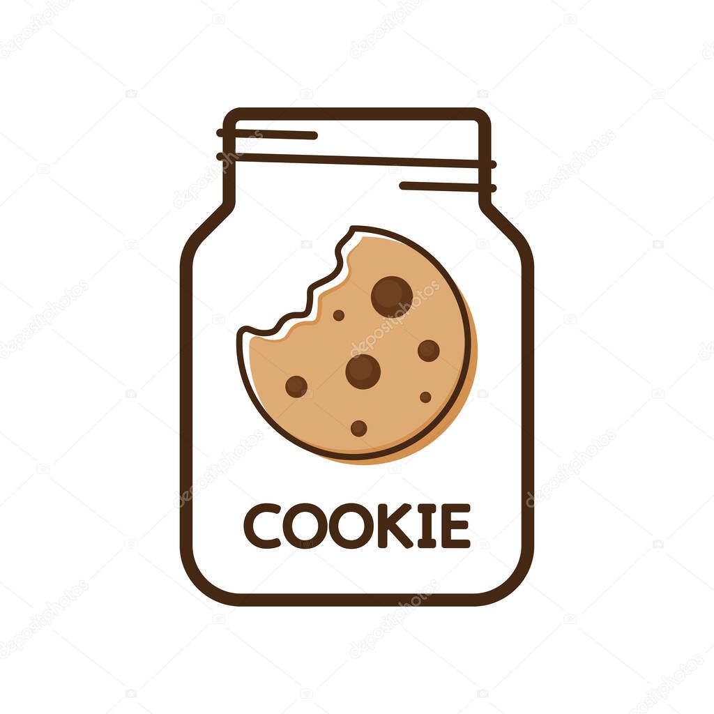 Cookies in a glass jar. Cookie logo design. Cookie vector.