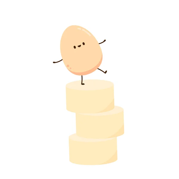 卵豆腐ベクトル 白い背景に卵豆腐 卵のキャラクターデザイン — ストックベクタ