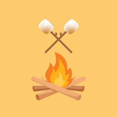 Yanık şekerlemeler. Şekerleme çubuğu ve şenlik ateşi vektörü.