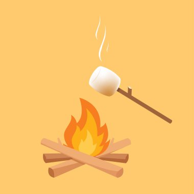 Yanık şekerlemeler. Şekerleme çubuğu ve şenlik ateşi vektörü.