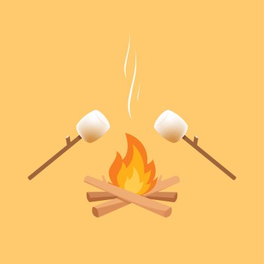 Yanık şekerlemeler. Şekerleme çubuğu ve şenlik ateşi vektörü.