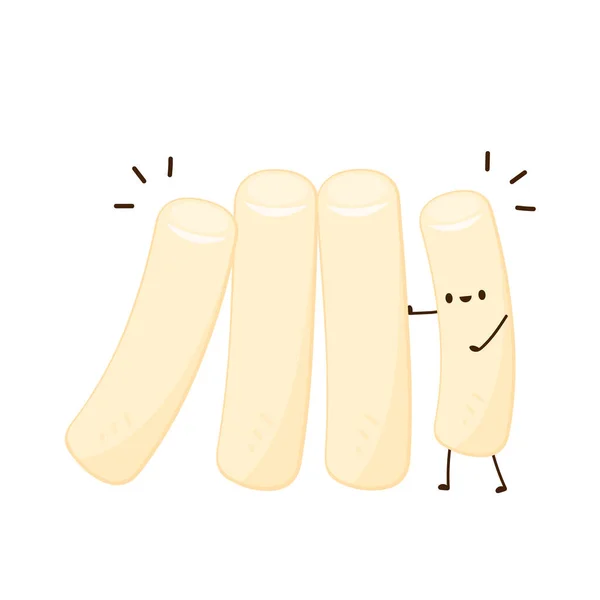 Tteokbokki Vettore Tagliatelle Tteokbokki Character Design Torta Riso Piccante — Vettoriale Stock