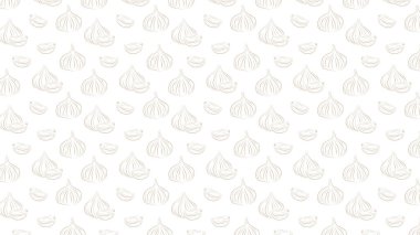 Sarımsak desenli duvar kağıdı. Sarımsak vektörü. Duvar kağıdı. Sarımsak sembolü vektörü.
