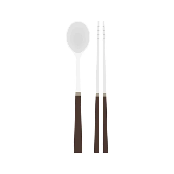 Chopsticks Spoon Vector Chopsticks White Background Wallpaper Free Space Text — Stock Vector