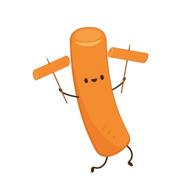 Tteokbokki noodle vektörü. Tteokbokki karakter tasarımı. Baharatlı pirinç keki..