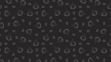 Sarımsak desenli duvar kağıdı. Sarımsak vektörü. Duvar kağıdı. Sarımsak sembolü vektörü.