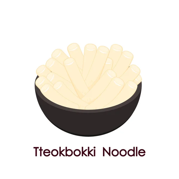 手箱麺ベクトル トッポッキは韓国料理です 韓国のボウルベクトル 白を基調とした韓国丼 — ストックベクタ
