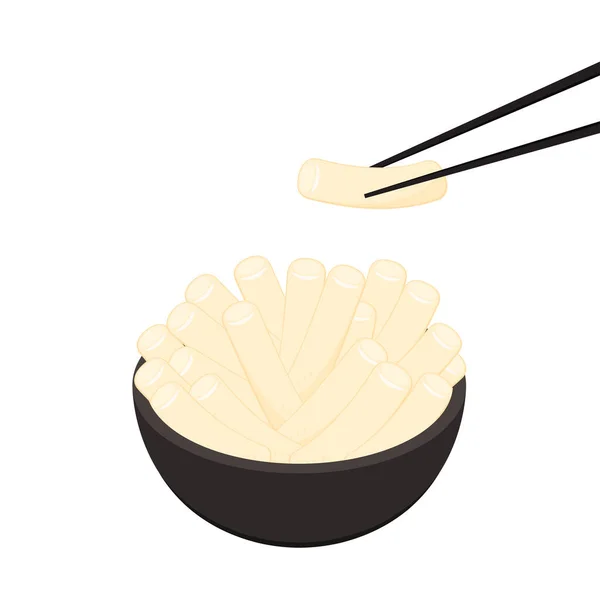 Vector Fideos Tteokbokki Tteokbokki Comida Coreana Vector Tazón Coreano Cuenco — Archivo Imágenes Vectoriales