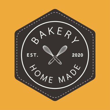 Pastane logosu tasarımı. Fırın işareti vektörü. Klavye logosu tasarımı.