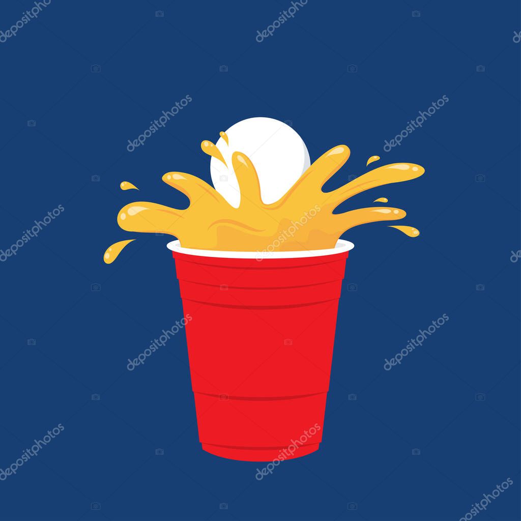 Red beer cup. Cup vector. symbol. free space for text. wallpaper.