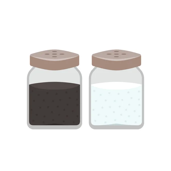 Salz Und Pfefferstreuer Tapete Salz Und Pfeffer Auf Weißem Hintergrund — Stockvektor