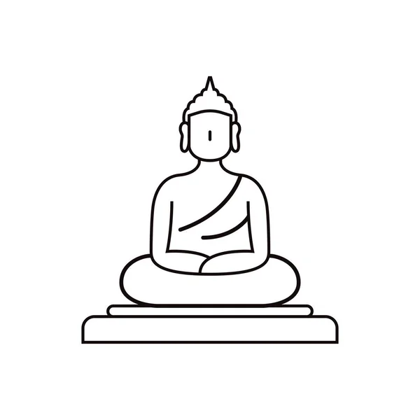 仏シンボルベクトル 白を基調とした仏像ロゴ — ストックベクタ