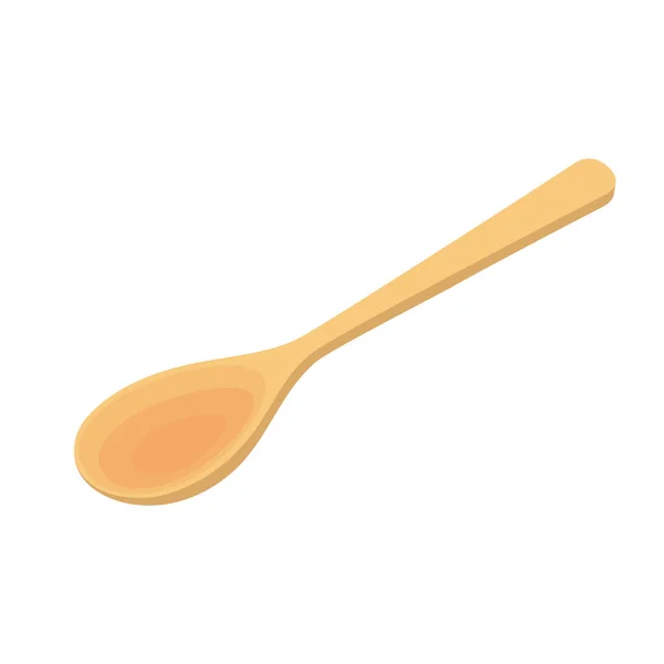 Lepelvector Wood Spoon Witte Achtergrond — Stockvector
