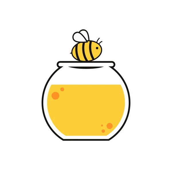 Pot Miel Vecteur Abeilles Design Logo Miel — Image vectorielle