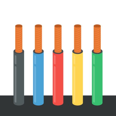 Elektrik kablosu farklı amperajda. kablo vektörü.