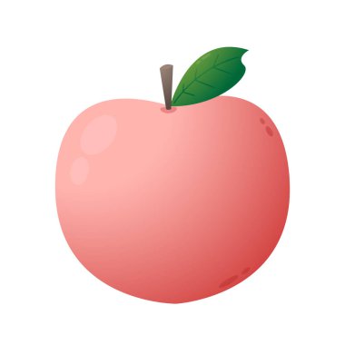 Şeftali çizgi film vektörü. Yaprak ikonlu şeftali. Beyaz arkaplanda kalp şeklinde şeftali meyveleri var. Çiftlik, doğal yiyecek, taze meyve..