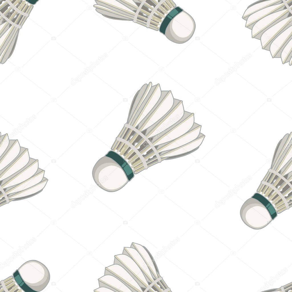 Vector seamless pattern of shuttlecocks. Sports game badminton. Pattern for printing on textiles, packaging, paper, wallpaper.