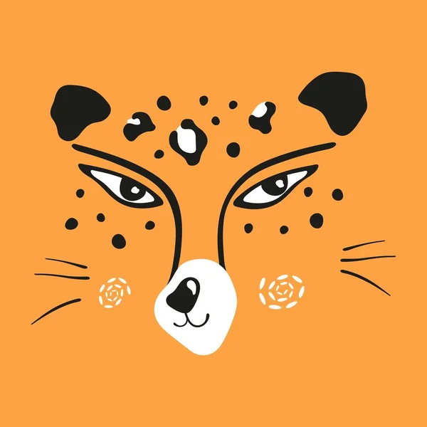 Vector Illustration Leopard Face Big Wild Cat Leopard Spots Predatory — Stock Vector