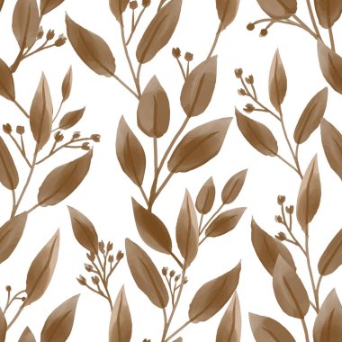 Beyaz arka planda suluboya şeklinde yaprakları olan pürüzsüz, minik çiçek deseni. Vektör illüstrasyonu.