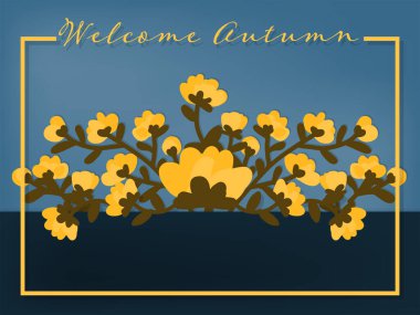 Sonbahar arkaplanı, küçük çiçek çerçeveli 