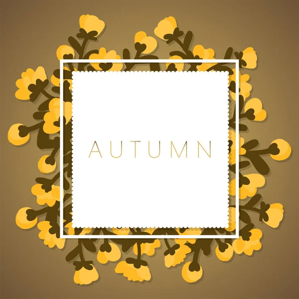 Herbst Floralen Hintergrund Des Autumn Text Mit Winzigen Blumenrahmen Vektorillustration — Stockvektor