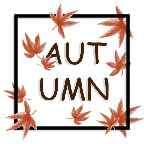 Autumn Banner Autumn Text Maple Leaves Frame White Background Vektorillustration — Stockvektor