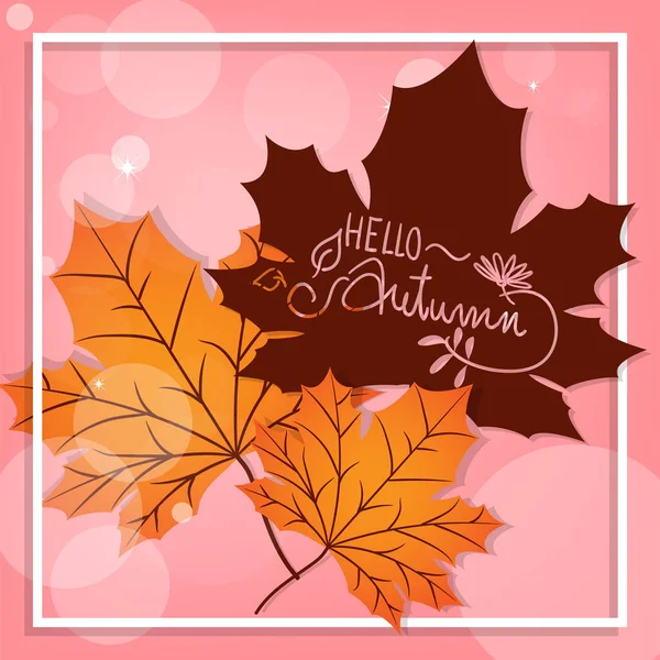 Herbstbanner Mit Herbst Ahornblättern Mit Hallo Herbst Text Vektorillustration — Stockvektor