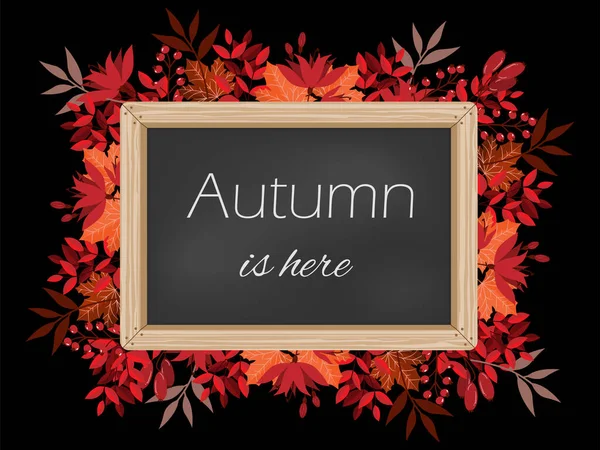 Herbst Hintergrund Mit Herbst Ist Hier Text Auf Tafel Auf — Stockvektor