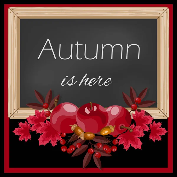 Herbst Floralen Hintergrund Des Herbstes Ist Hier Text Auf Tafel — Stockvektor