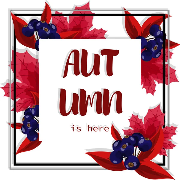 Herbst Hintergrund Mit Herbst Ist Hier Text Mit Herbst Ahornblättern — Stockvektor