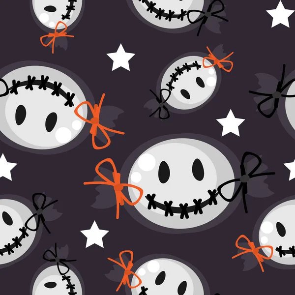 Patrón Sin Costuras Halloween Caramelos Fantasma Lindo Con Estrella Blanca — Vector de stock