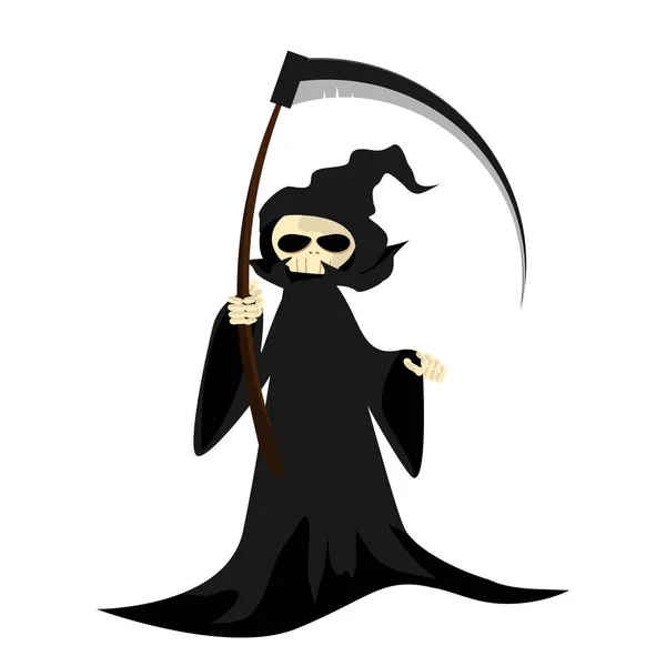 Halloween Character Cartoon Grim Reaper Scythe Isolated White Background Vector — Stock Vector