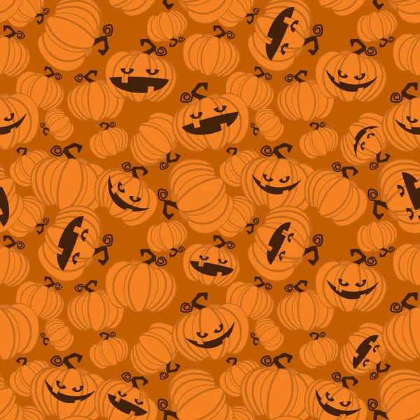 Halloween Naadloos Patroon Met Leuke Halloween Pompoen Oranje Achtergrond Vectorillustratie — Stockvector