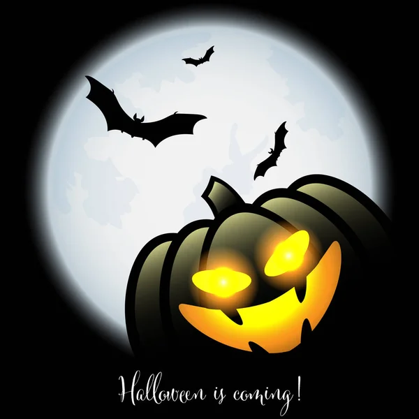 Fondo Halloween Halloween Jack Linterna Con Murciélagos Voladores Cielo Luna — Archivo Imágenes Vectoriales