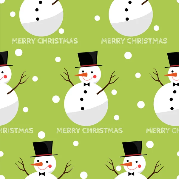 Feliz Muñeco Nieve Usar Sombrero Negro Con Texto Feliz Navidad — Archivo Imágenes Vectoriales